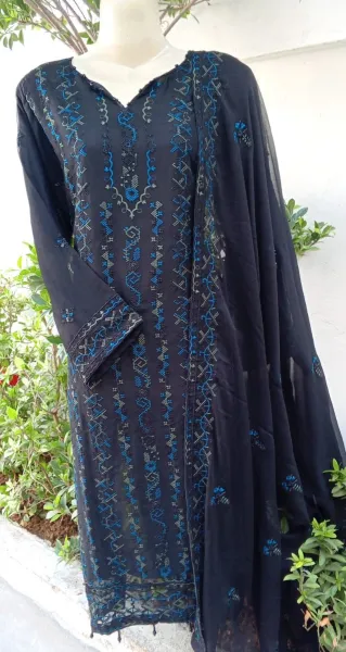 Pakistani Original Schick Chiffon Stitched 2 Pcs _ Black 